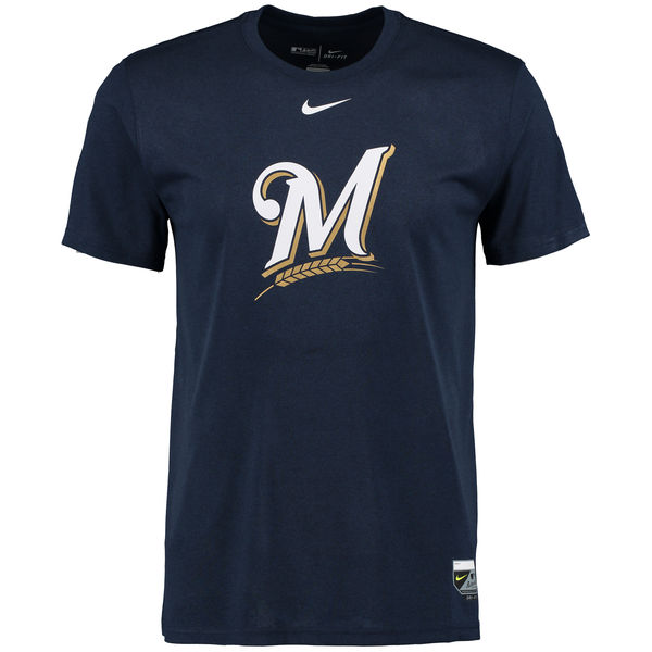 MLB Men Milwaukee Brewers Nike Authentic Collection Legend Logo 1.5 Performance TShirt Navy